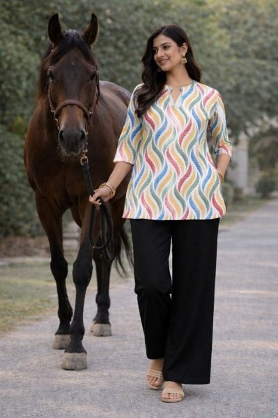 Eco friendly Off White Rayon Slub Co ord Set with Digital Print for Women CO ORD Sets