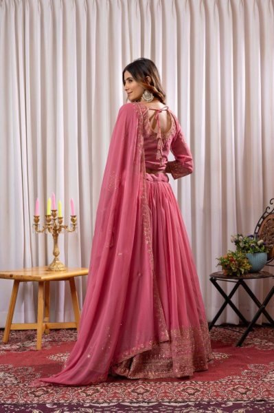 Eco friendly Pink Fox Georgette Lehenga Choli with Sequins Work for Wedding Designer Lehenga Choli