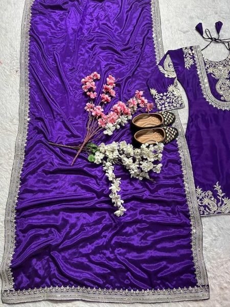 Eco-friendly Purple Chinon Embroidered Kurti Pant Dupatta Set for Daily Wear at Manufacturer Rate 3 Piece Kurti Set