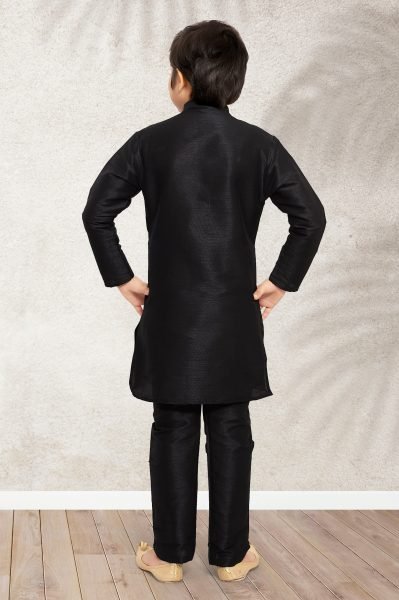 Efficient Black Art Banarasi Silk Kurta Pant Set for Boys at Manufacturer Price Boys Wear