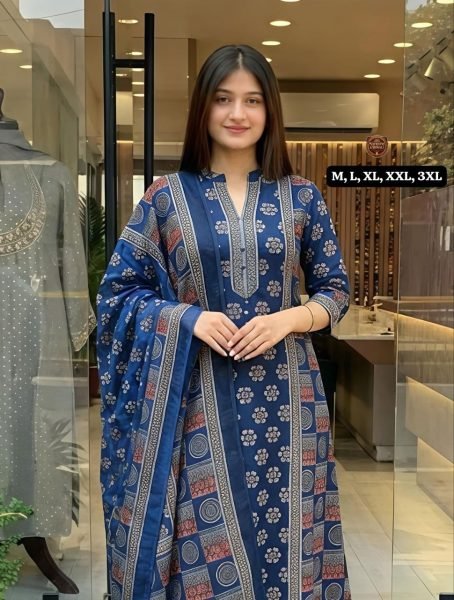 Efficient Blue Cotton Tier Pattern Anarkali Suit Set with Embroidered Neck for Festival Wear Anarkali Kurtis 