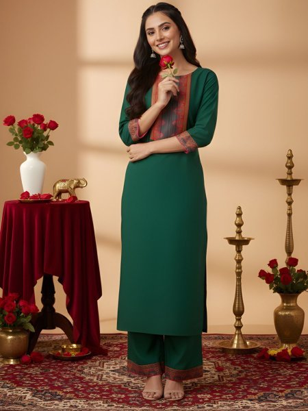 Efficient Green Best Selling Cotton Kurta Set for Women Collection Kurtis