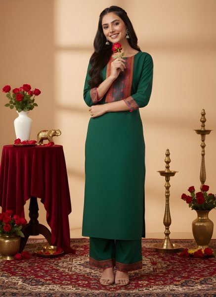 Efficient Green Best Selling Cotton Kurta Set for Women Collection  Straight Cut Long Kurtis