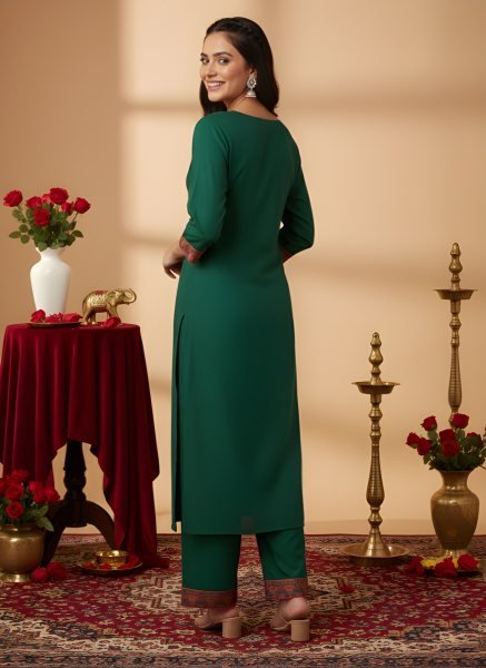 Efficient Green Best Selling Cotton Kurta Set for Women Collection  Straight Cut Long Kurtis