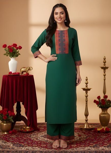 Efficient Green Best Selling Cotton Kurta Set for Women Collection  Straight Cut Long Kurtis