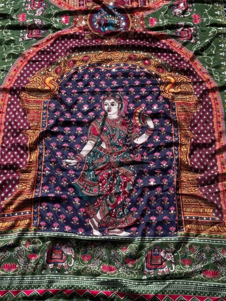 Efficient Green Instagram Trending Position Print Saree with Kodi Latkan At Wholesale Rate Silk Sarees Wholesale