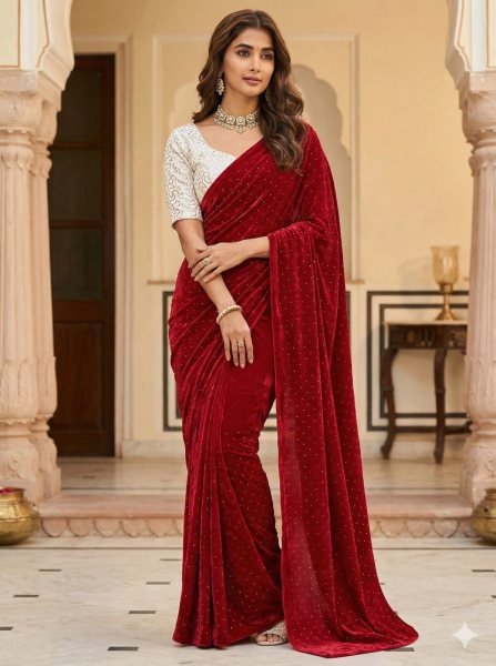 Efficient Maroon Soft Silk Saree Collection With Cream Unstitch Blouse Silk Sarees Wholesale