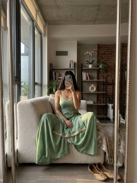 Efficient Mint Green Salsa Crush Silk Cord Set with Real Mirror   Coding Embroidery Work Ready To Wear Collection