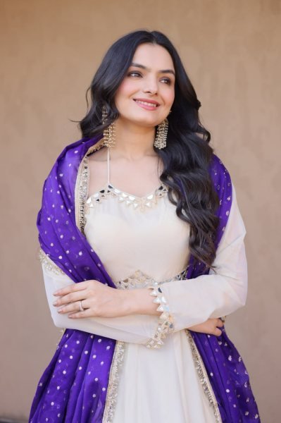 Efficient Purple Designer Anarkali Gown with Zari for Festive Wear Ready To Wear Collection