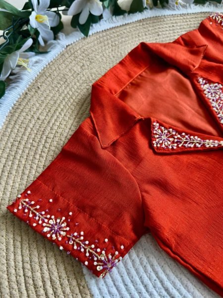 Efficient Purple Red Kids Party Wear Pure Silk Lehenga Choli with Mono Silk Blouse Girls Wear