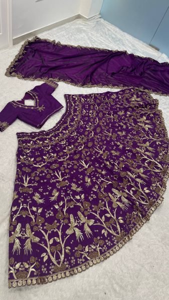 Efficient Purple Thai Silk Lehenga with Sequins Zari Work for Wedding Wear  Bollywood Lehenga Choli