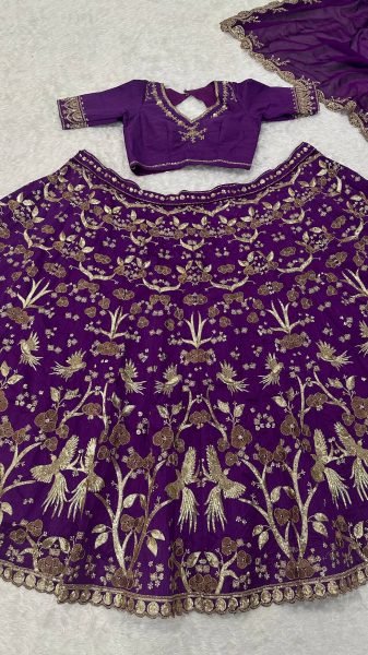 Efficient Purple Thai Silk Lehenga with Sequins Zari Work for Wedding Wear  Bollywood Lehenga Choli