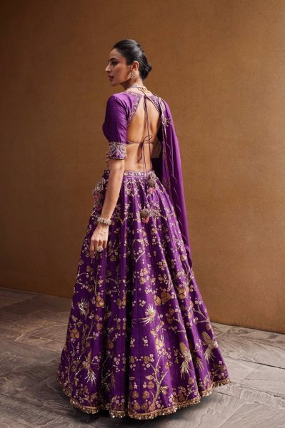 Efficient Purple Thai Silk Lehenga with Sequins Zari Work for Wedding Wear  Bollywood Lehenga Choli