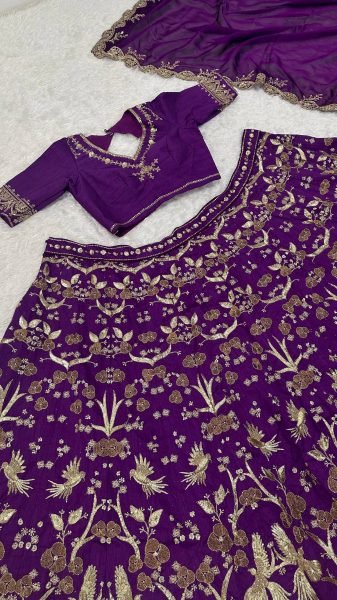 Efficient Purple Thai Silk Lehenga with Sequins Zari Work for Wedding Wear  Bollywood Lehenga Choli