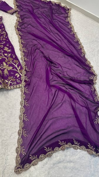 Efficient Purple Thai Silk Lehenga with Sequins Zari Work for Wedding Wear  Bollywood Lehenga Choli