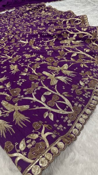 Efficient Purple Thai Silk Lehenga with Sequins Zari Work for Wedding Wear  Bollywood Lehenga Choli