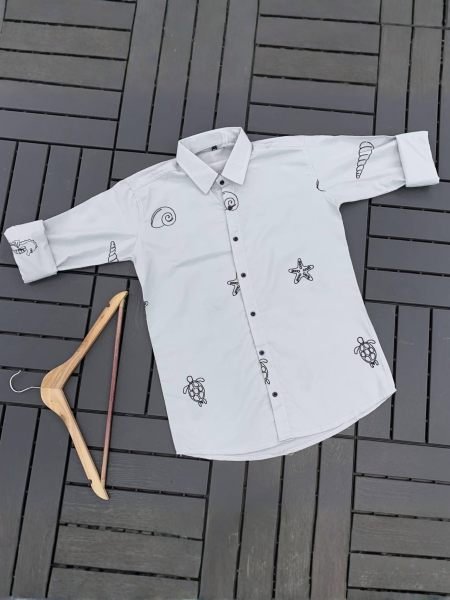 Efficient White Men’s Cotton Shirt with Elegant Embroidery Work at Manufacturer  Mens Wear