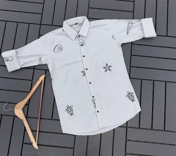 Efficient White Men’s Cotton Shirt with Elegant Embroidery Work at Manufacturer  Mens Shirt