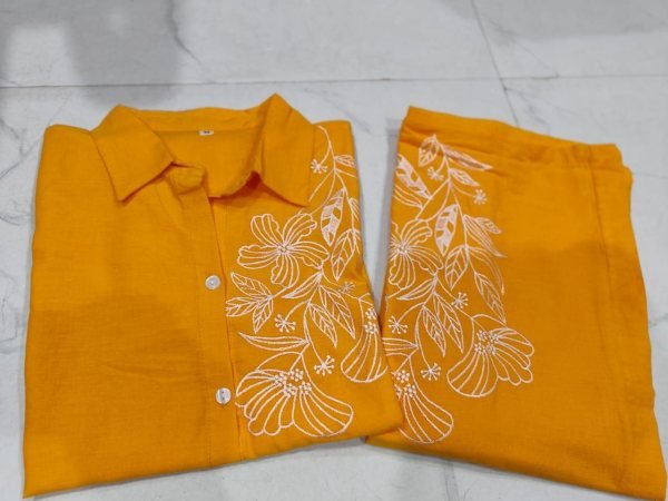 Efficient Yellow Cotton Kurti Plazzo Set with Embroidery for Daily Wear Women CO ORD Sets