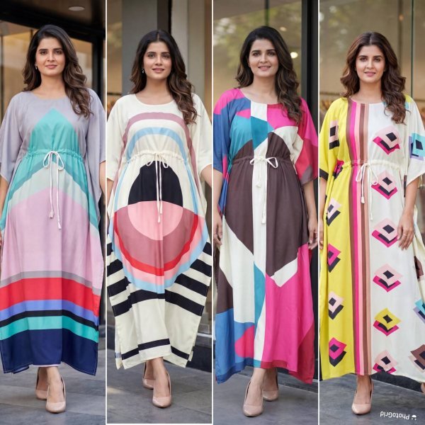 Efficient Yellow Designer Printed Kaftan with Adjustable Belt for Daily Wear Kaftan 