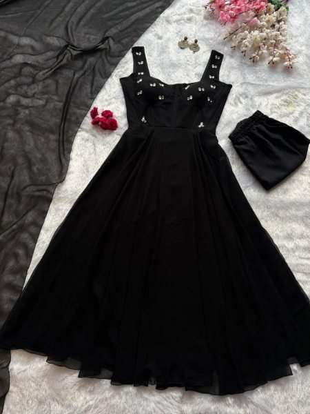 Effortless Black Corset Anarkali Pant Dupatta Set with Diamond Work For Festival  Ready To Wear Collection
