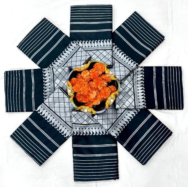 Effortless Black Designer Lichi Silk Saree with Jacquard Border Blouse Silk Sarees Wholesale