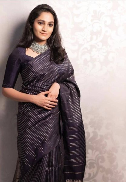 Effortless Black Designer Lichi Silk Saree with Jacquard Border Blouse Silk Sarees Wholesale