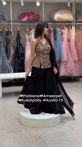 Effortless Black Faux Georgette 3 Piece Suit Set with Front and Back Embroidery Work For Wedding Ready To Wear Collection