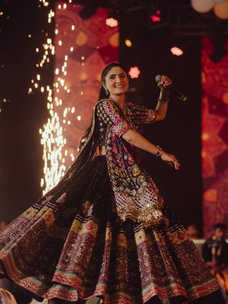 Effortless Black Printed Muslin Cotton Lehenga Choli with Coin Handwork Lace Dupatta Navratri Lehnega Choli