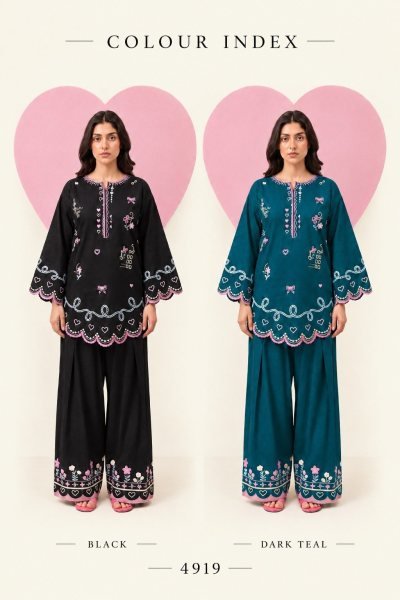 Effortless Black Readymade Cotton Flex Embroidered Top Bottom Dupatta Set CO ORD Sets