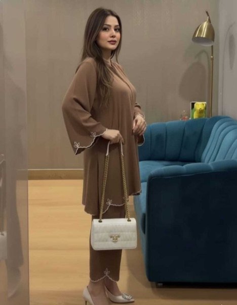 Effortless Brown Viscose Rayon Kurta Set with 3 4 Sleeves and Matching Bottom CO ORD Sets