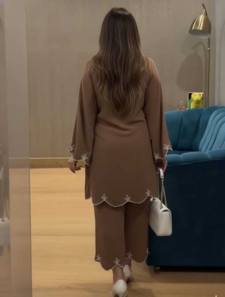 Effortless Brown Viscose Rayon Kurta Set with 3 4 Sleeves and Matching Bottom CO ORD Sets