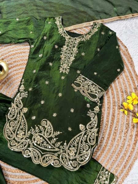 Effortless Green Latest Kids Ethnic Wear Collection for Eid and Festivals Girls Wear