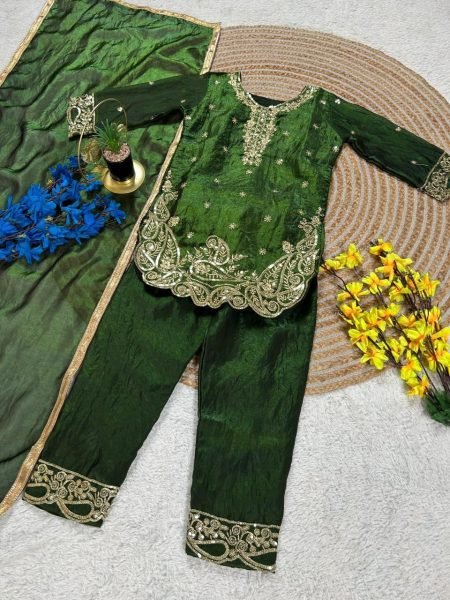 Effortless Green Latest Kids Ethnic Wear Collection for Eid and Festivals Girls Wear