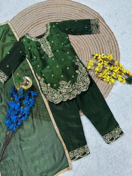 Effortless Green Latest Kids Ethnic Wear Collection for Eid and Festivals Girls Wear