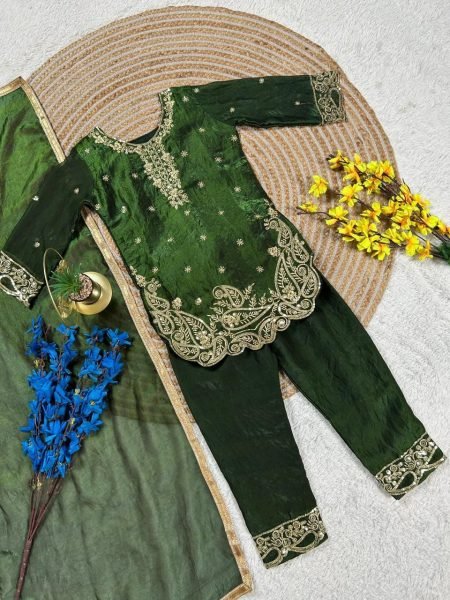Effortless Green Latest Kids Ethnic Wear Collection for Eid and Festivals Girls Wear