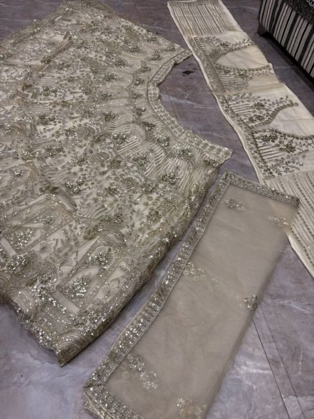 Effortless OffWhite Wedding Wear Soft Net Lehenga with Coding Sequin Embroidery Designer Lehenga Choli