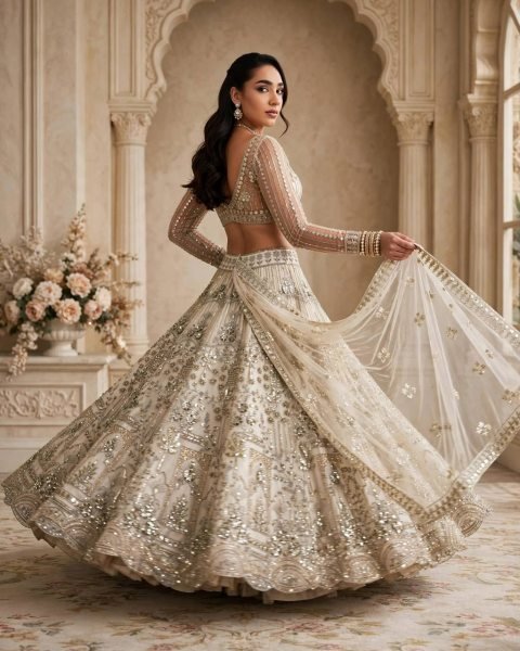 Effortless OffWhite Wedding Wear Soft Net Lehenga with Coding Sequin Embroidery Designer Lehenga Choli