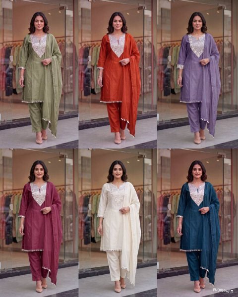 Effortless Orange Comfortable Silk Suit Set with Elastic Bottom Embroidery Kurtis 