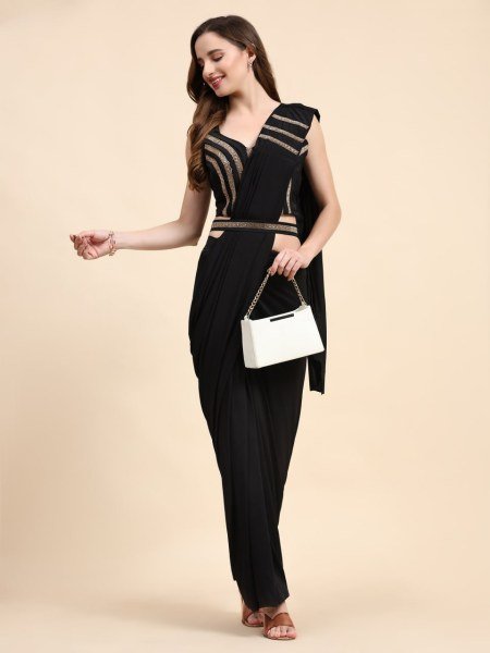 Effortless Party Look Imported Crystal Ready Saree with Luxury Finish Blouse Ready To Wear Saree 