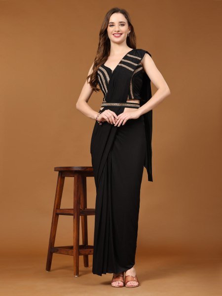 Effortless Party Look Imported Crystal Ready Saree with Luxury Finish Blouse Ready To Wear Saree 