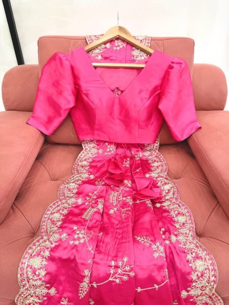 Effortless Pink Japan Satin Silk Saree with Sequins Work for Party Wear Designer Wedding Sarees Wholesale