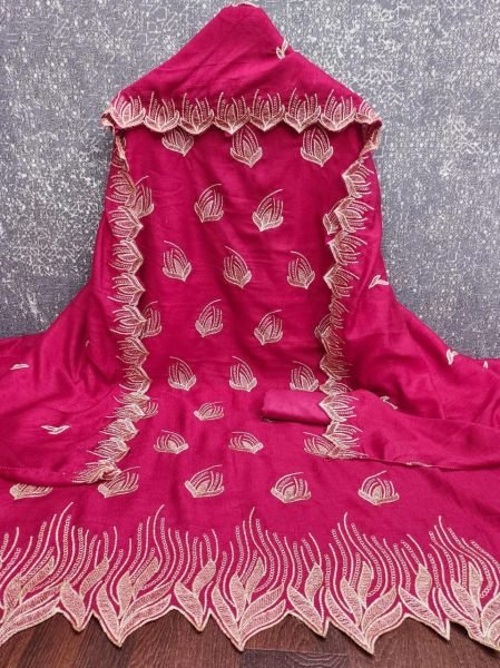 Effortless Pink Vichitra Silk Fabric Unstitched Dress Material With Matching Dupatta   Color Set Matching Dress Material Wholesale