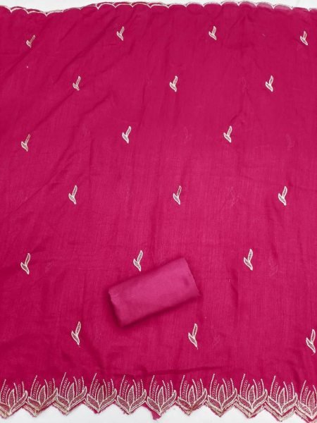 Effortless Pink Vichitra Silk Fabric Unstitched Dress Material With Matching Dupatta   Color Set Matching Dress Material Wholesale