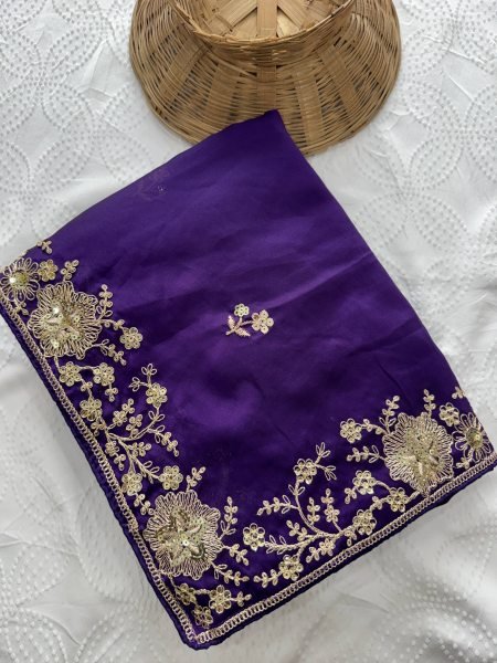 Effortless Purple Rangoli Silk Saree with Designer Embroidered Blouse for Traditional Functions Embroidery Sarees Wholesale