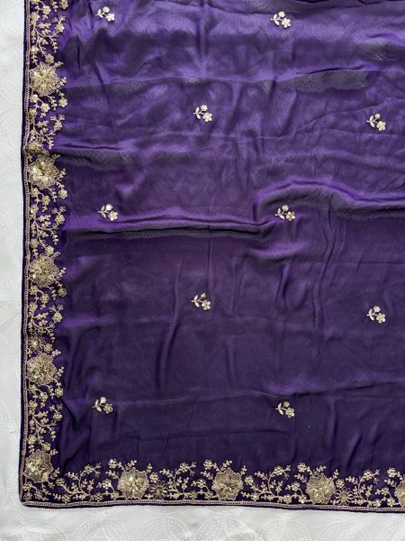 Effortless Purple Rangoli Silk Saree with Designer Embroidered Blouse for Traditional Functions Embroidery Sarees Wholesale