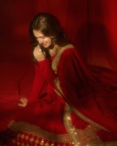 Effortless Red Faux Georgette Gown with 5mm Sequin and Zari Work at Manufacturer  Ready To Wear Collection
