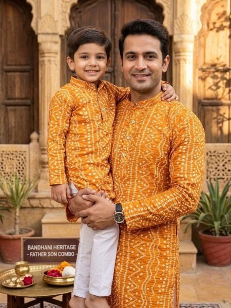Effortless Yellow Father Son Kurta Pyjama Set for Festive and Cultural Wear 