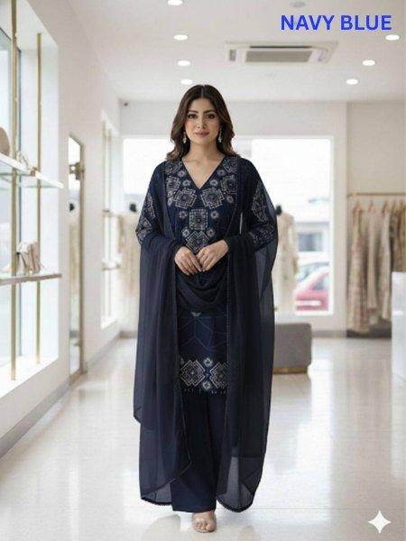 Eid 2026 New Arrival Pakistani Style Georgette Sequence Embroidery Palazzo Suit Wholesale for Resellers Ready To Wear Collection