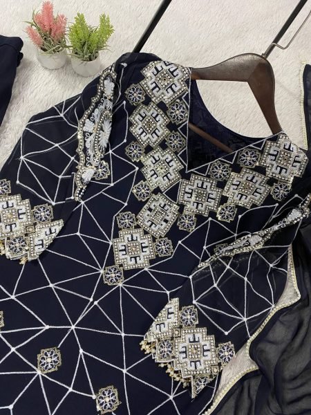 Eid 2026 New Arrival Pakistani Style Georgette Sequence Embroidery Palazzo Suit Wholesale for Resellers Ready To Wear Collection